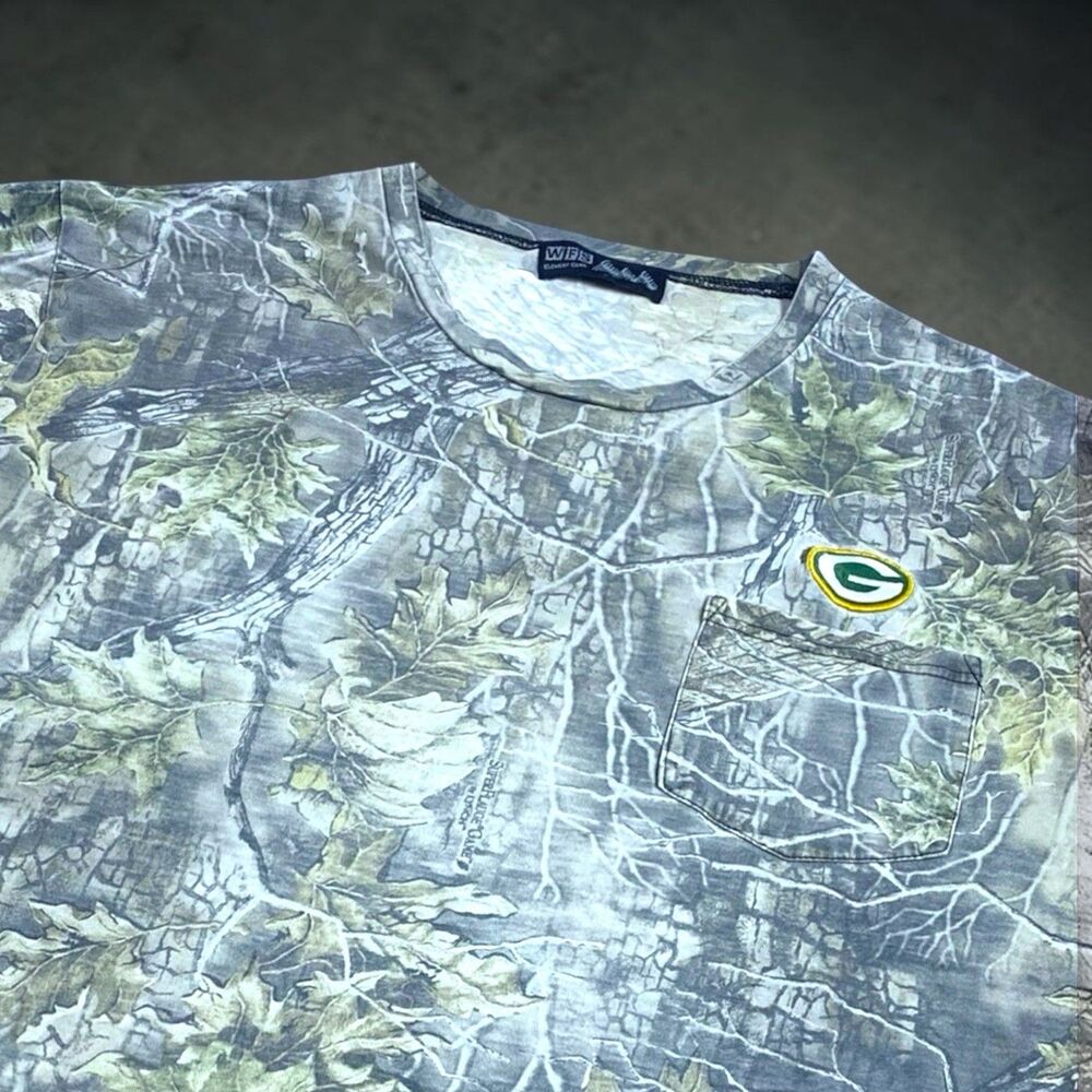Green Bay Packers T Shirt Mens 2XL Green Camo NFL Football Patch‎ Graphic Tee